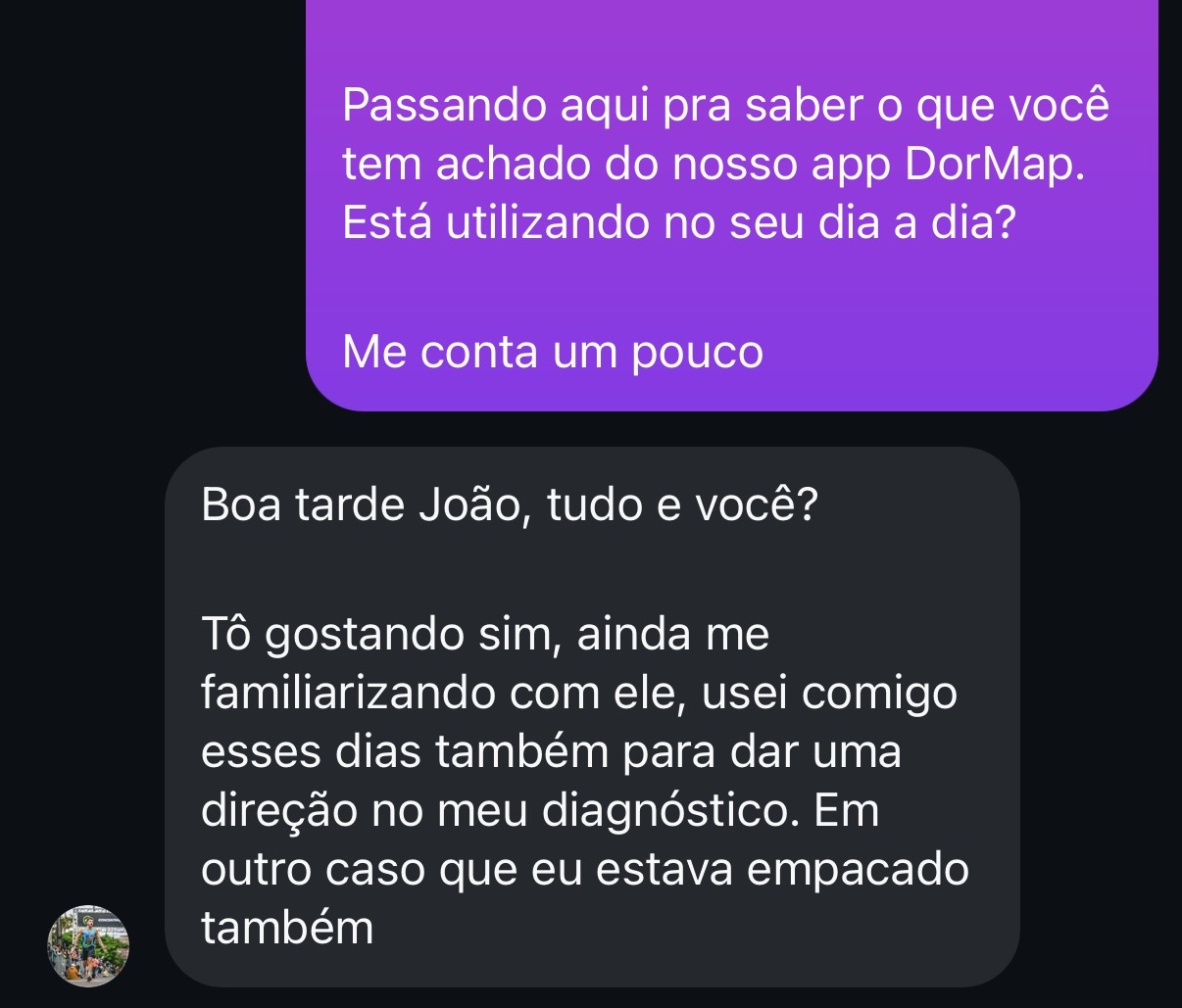 Depoimento de profissional que usa o DorMap
